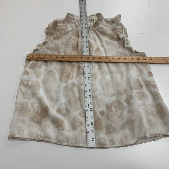 Cloth & Stone Flutter Sleeve Blouse M Medium Anthropologie High Neck Back Button - Picture 7 of 12